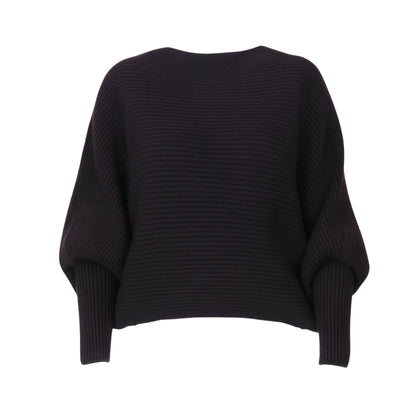 Regine Dolman Sleeve Sweater - Black Tops Monique's Couture Fashions 