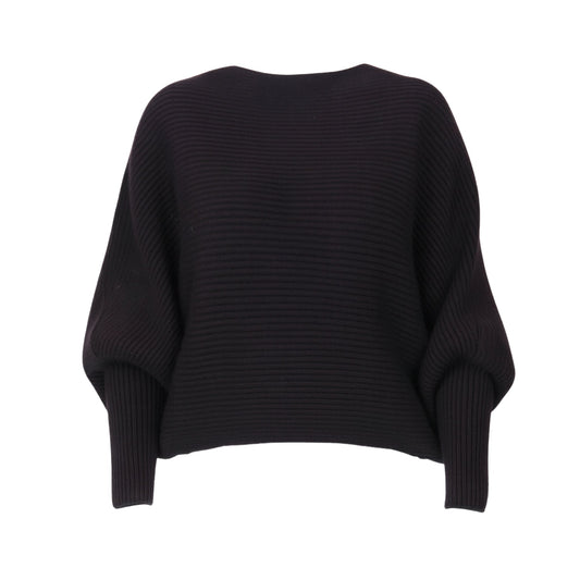 Regine Dolman Sleeve Sweater - Black Tops Monique's Couture Fashions 