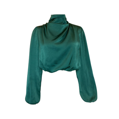 Green Turtleneck Crop Top Tops Mo'Nique Couture Fashions 