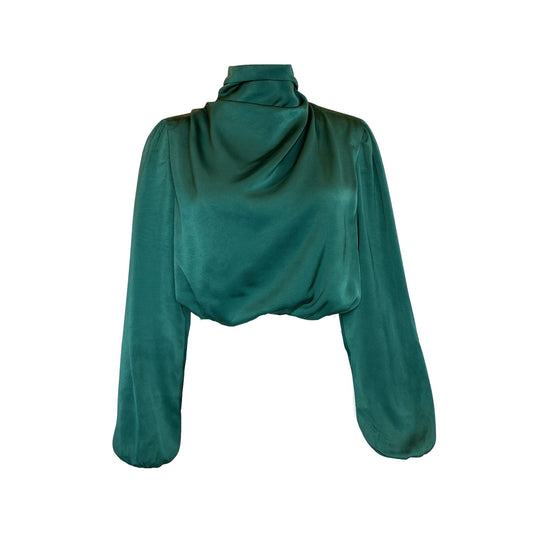 Green Turtleneck Crop Top Tops Mo'Nique Couture Fashions 