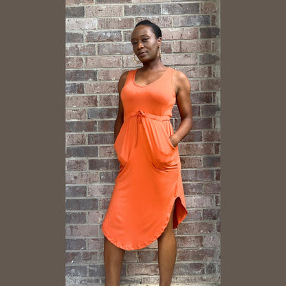 Drawstring Waist Dress Dress Monique's Couture Fashions 