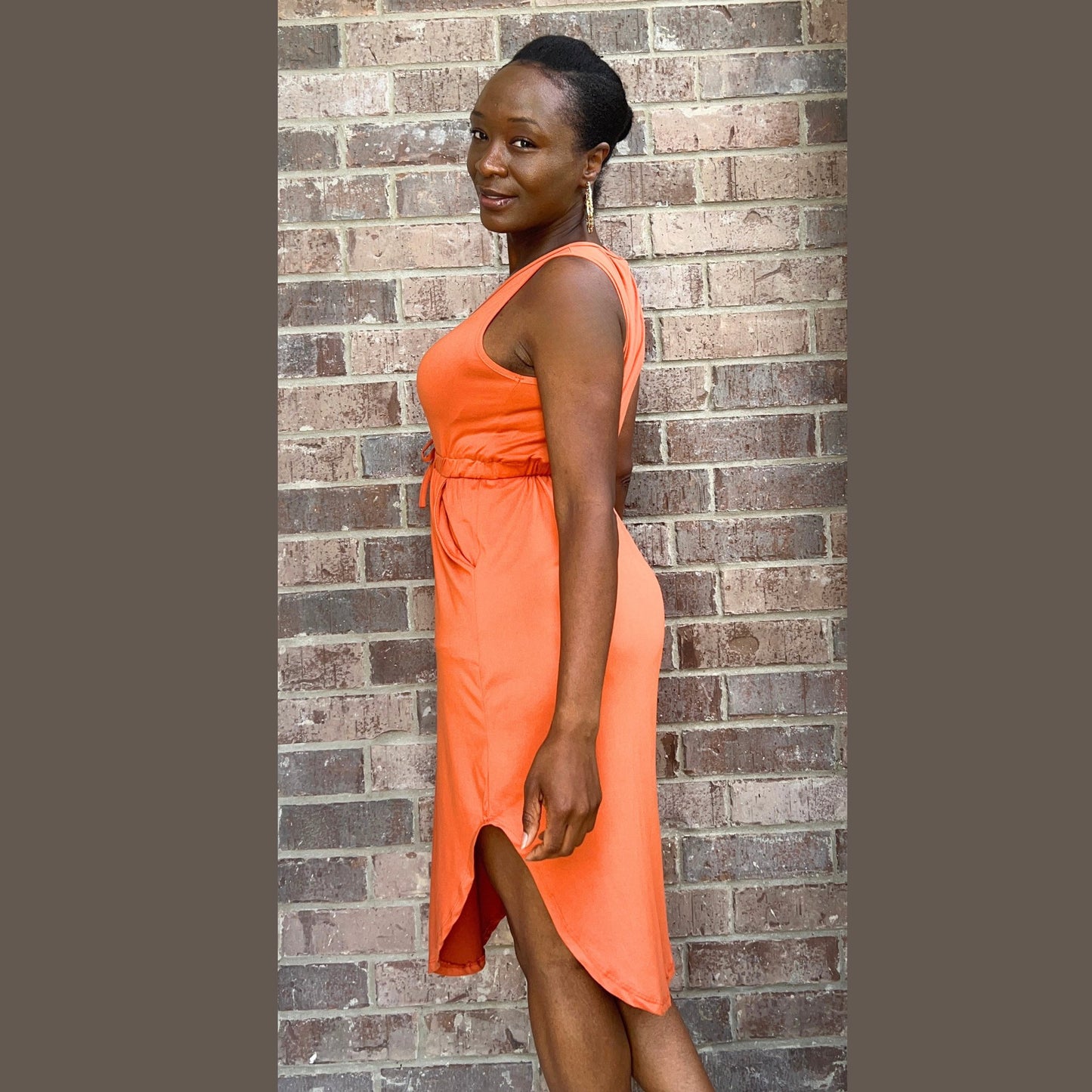 Drawstring Waist Dress Dress Monique's Couture Fashions 