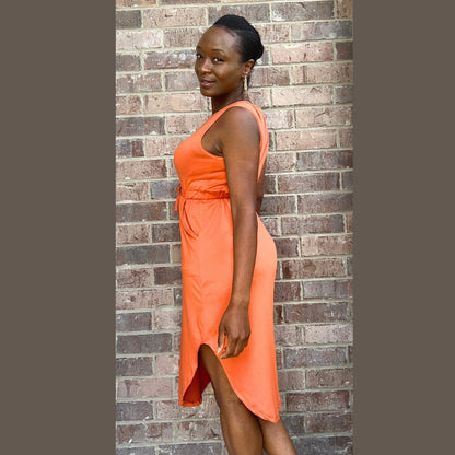 Drawstring Waist Dress Dress Monique's Couture Fashions 