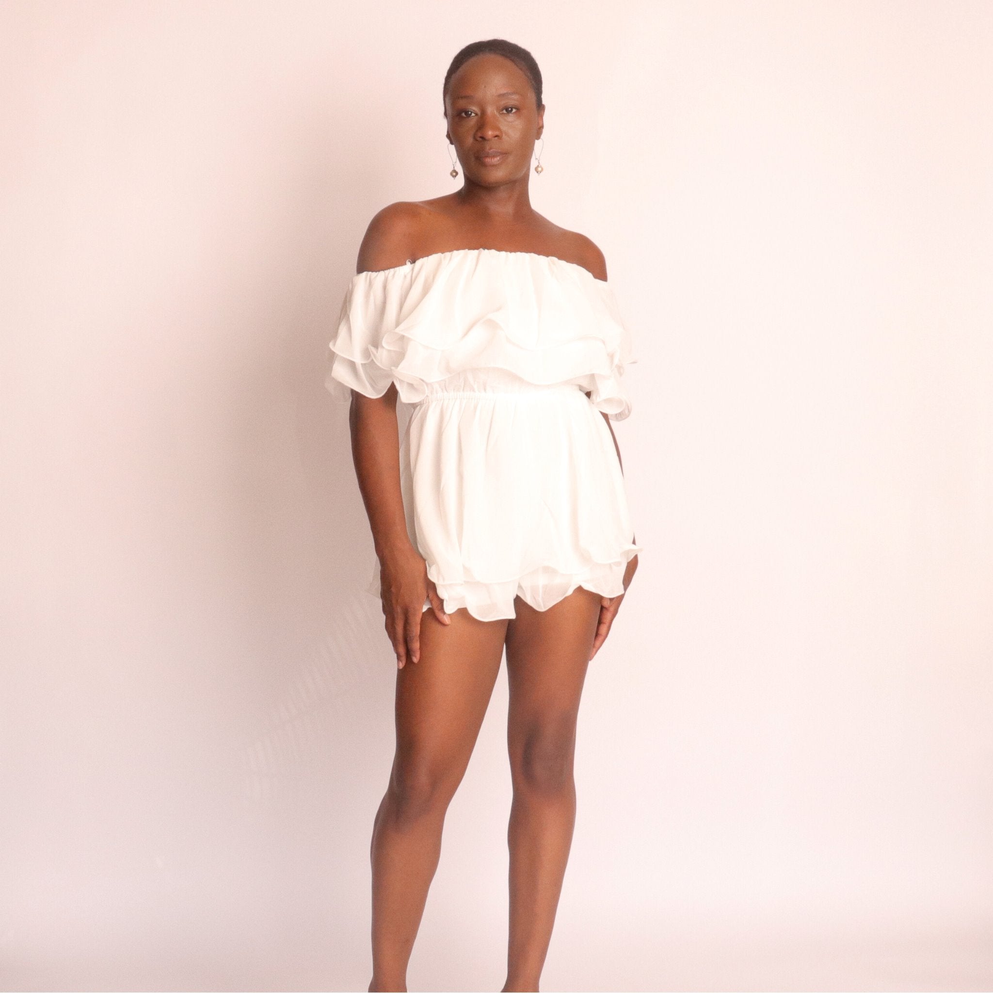 Alyssa Romper - White Mo'Nique Couture Fashions 