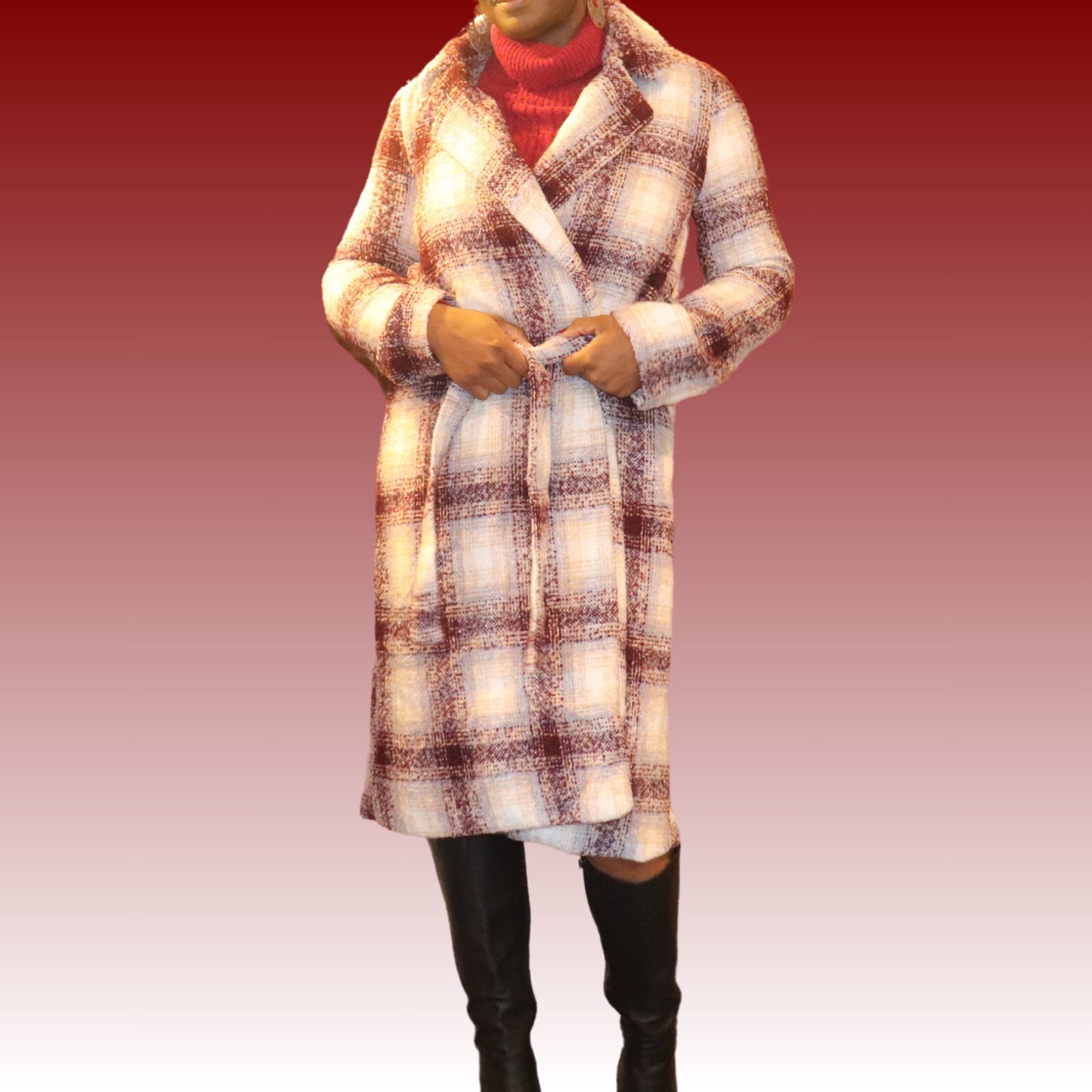 Aspen Plaid Women's Coat Coat Mo'Nique Couture Fashions 