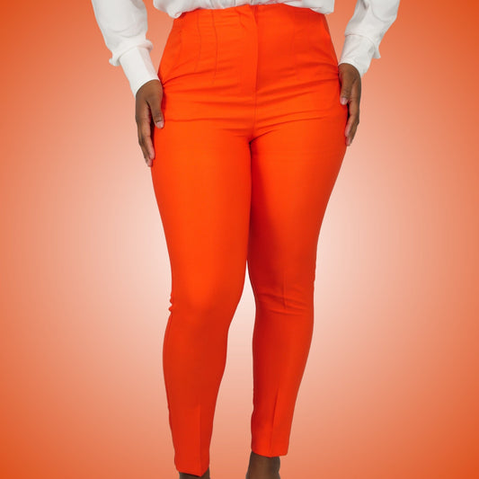 Audrey Women's Skinny Dress Pants - Orange Pants Mo'Nique Couture Fashions Small Orange 