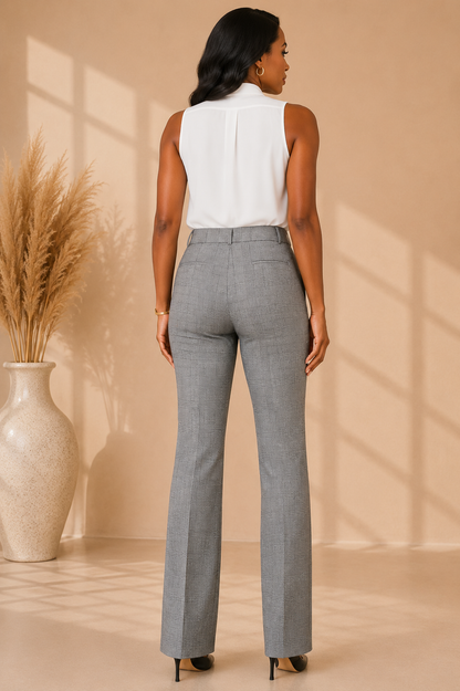 Imani Boot Cut Pants - Black Plaid