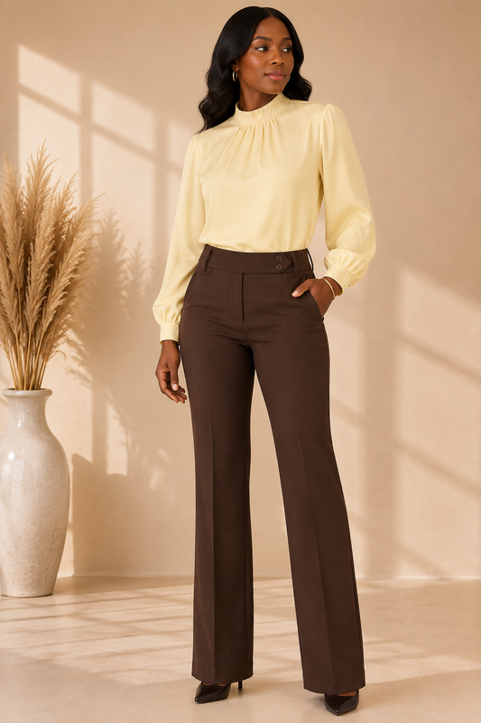 Imani Boot Cut Dress Pants - Brown