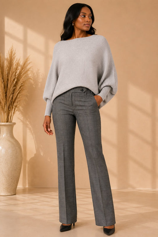 Regine Dolman Sleeve Sweater - Gray Tops Mo'Nique Couture Fashions 