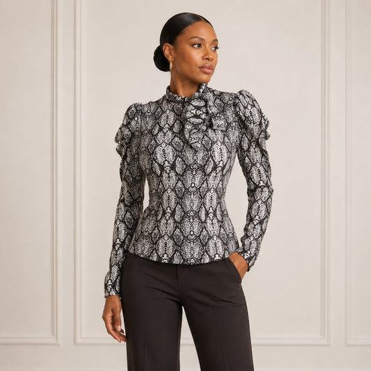 Mya Pleated Sleeve Blouse Tops Mo'Nique Couture Fashions 