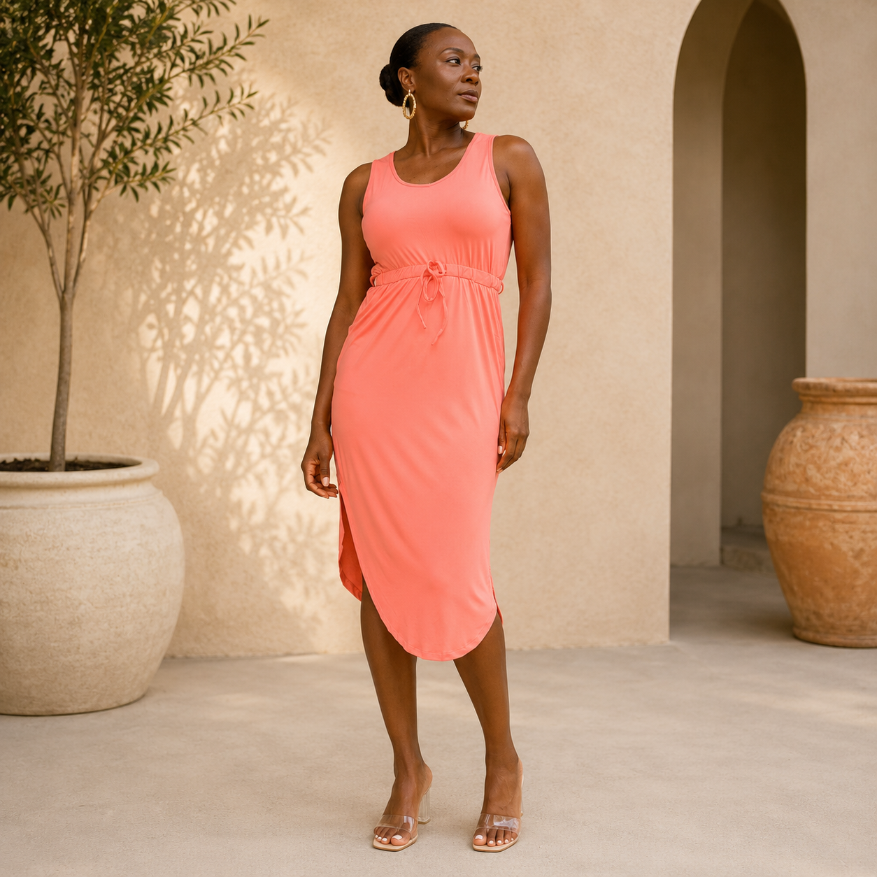 Drawstring Waist Dress