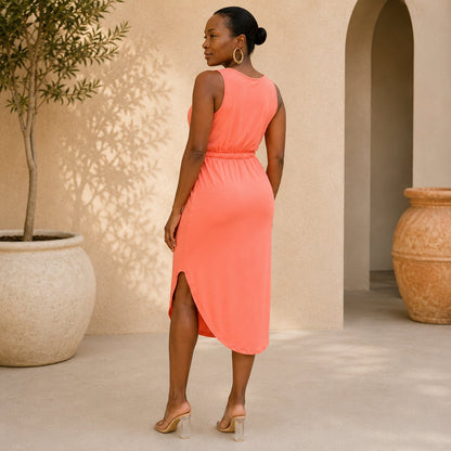 Drawstring Waist Dress Dress Monique's Couture Fashions 