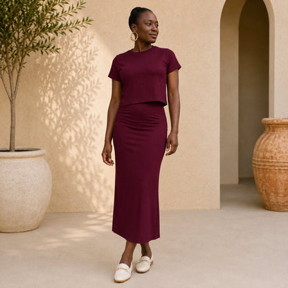 Top and Midi Skirt Set Sets Monique's Couture Fashions 