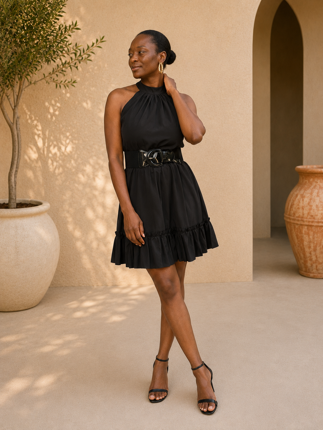 Halter Neck Ruffle Dress