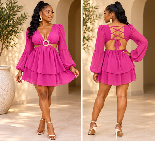Women's Pink Mini Cocktail Dress Dress Mo'Nique Couture Fashions 