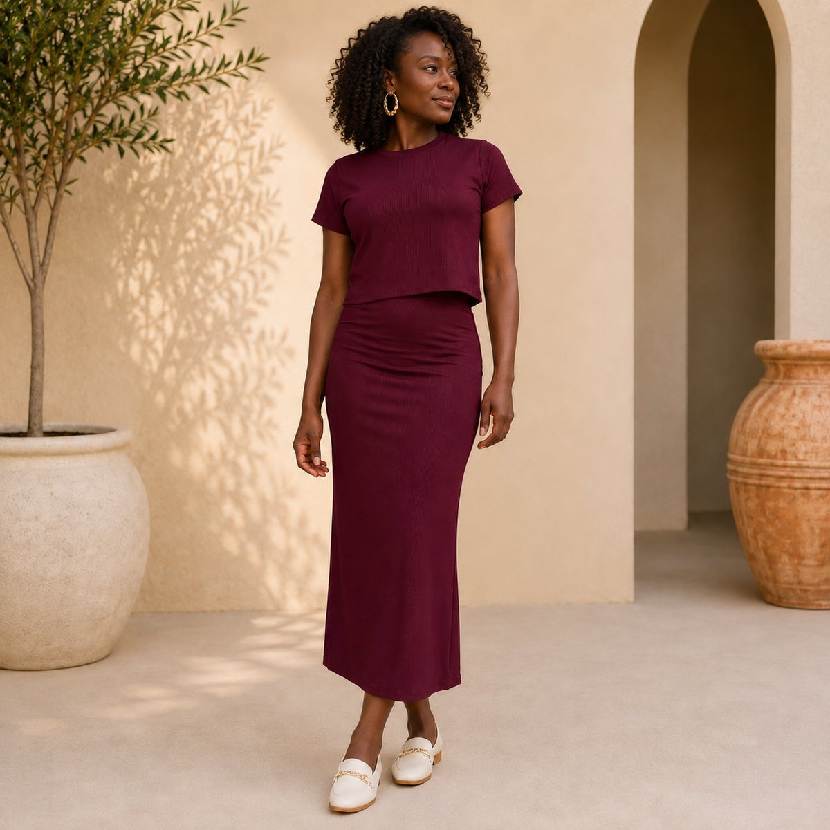 Top and Midi Skirt Set Sets Monique's Couture Fashions 