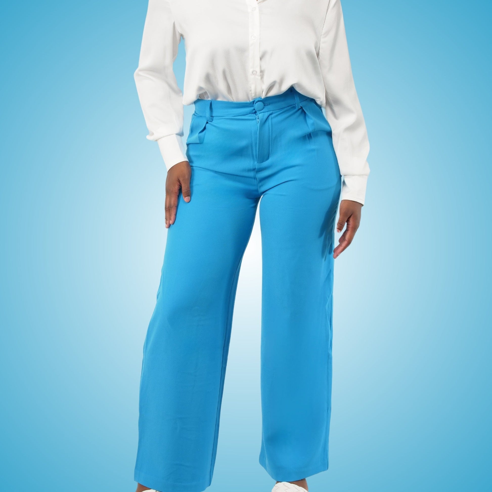 Pantalón de vestir azul para mujer – Mo'Nique Couture Fashions