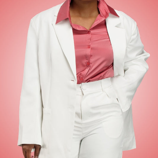 Madison Oversized Woman's Blazer - White Blazer Mo'Nique Couture Fashions 