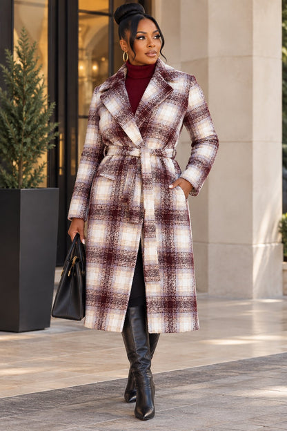 Red Plaid Women's Coat Coat Mo'Nique Couture Fashions 