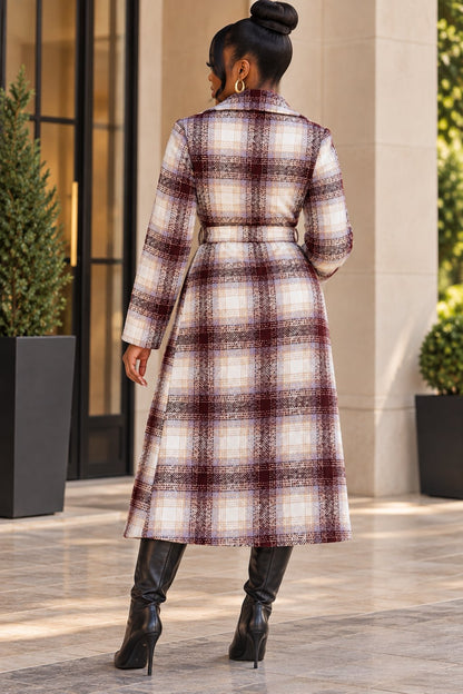 Red Plaid Women's Coat Coat Mo'Nique Couture Fashions 