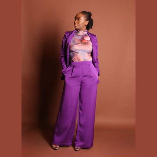 Women's Purple Pants Suit Sets Mo'Nique Couture Fashions 