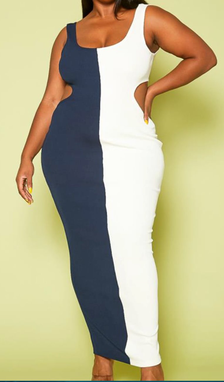 Maxine Maxi Dress Dress Mo'Nique Couture Multi Blue/White 1XL 
